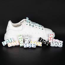 1 par de cordones de zapatos multicolor con pequeñas margaritas lindas de poliéster, adecuados para uso doméstico - Margarita gris - Ver 5