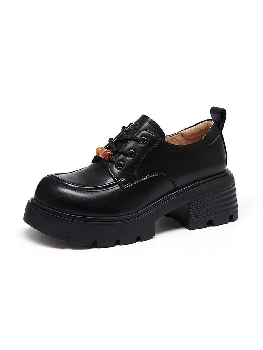 Women's Casual Shoes, Spring-Ready, Height-Enhancing Chunky-Heeled Platform Loafers With A British-Style JK Design