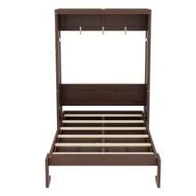 MERAX Twin Murphy Bed Cabinet, Farmhouse Hideaway Murphy Cabinet Bed, Wood Hidden Wall Bed Frame Space-Saving For Home Office Small Room, Can Be Folded Into A Cabinet, Espresso - Twin Size-Espresso - View 5