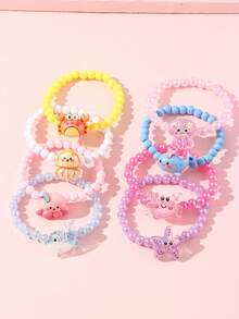 8pcs/Set Cute Ocean Creature Beaded Bracelet Set, Suitable For School, Daily Wear, And Festivals - Multicolor - View 3
