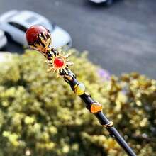 1PC Natural Crystal Magic Wand, Handmade Chakra Healing Stone Witch Wand, Sunflower Design Wizard Scepter, Reiki Energy Spiritual Decor, Cosplay Prop Gift For Witch & Crystal Lovers - Ball Scepter - View 3