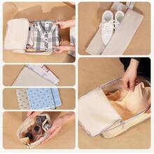 18PCS Organizadores Viaje para Maletas, Impermeable Bolsas para Viaje Organizadoras, Cosméticos de bolsas organizadoras, Organizador de equipaje para ropa, Zapatos y maquillaje (Beige) - Beige - Ver 4