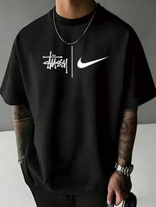 2026 Y2K Retro Skate Graffiti Design T-Shirts For Men,Heren Zomer Set - 黑色 - 查看 2