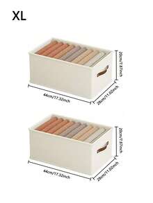 1/2pcs Beige Fabric Collapsible Undergarment Storage Box, Oxfod Cloth Drawer Style Clothes Organizer Box, Household Clothing Shelves Storage For Jeans, Sweaters - Beige - View 15