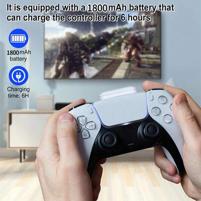 For P5 Controller Battery Pack, 1800mAh Rechargeable Charger With LED Indicator, Type-C Input Output, On/Off Switch, 1:1 Fit, Drop-Proof, Extended Gaming Power For 5 Accessories