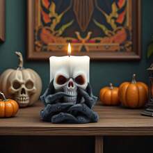 Happy Skeleton Scented Candle Silicone Mold DIY Halloween Funny Creative Cartoon Skull - White - View 5