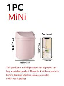 1个带盖迷你垃圾桶，小型桌面垃圾桶，塑料桌面垃圾桶，旋转盖设计防止异味泄漏，可用于存放果皮和纸屑，保持桌面整洁，适用于浴室、家庭办公桌、咖啡桌、办公室、客厅、书房等场所。 - 彩色 - 查看 15