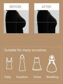 The New Silicone Invisible Bra With Shoulder Straps Features An Anti-Slip And Anti-Sagging Style. It Is Designed For Wedding Photography, Strapless Gowns, Invisible Underwear, Skirts, Dresses, And For Enhancing Cleavage And Sexy Breast Stickers During Travel And Vacations - Apricot - View 10