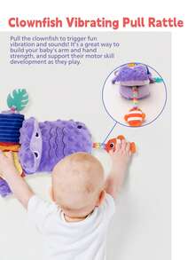 Early Educational Stimulating Doll, Baby Teething & Fine Motor Skills Training Crocodile Plush Doll - Multicolor - View 2
