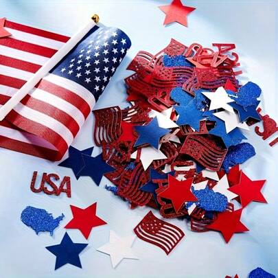 2026 Confetti kim sa để bàn Ngày Độc lập Hoa Kỳ, 100 miếng trang trí sao đỏ trắng xanh, phù hợp cho trang trí Ngày Quốc khánh và Ngày Cựu chiến binh
