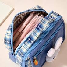 Túi tote cỡ lớn Disney Zootopia, hộp đựng văn phòng phẩm đa năng kẻ caro dễ thương, hộp bút chì di động tối giản dành cho học sinh, túi đựng bút hoạt hình. - Mảnh duy nhất - Xem 3