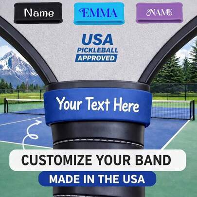 Personalized Pickleball Paddle Band: Custom Grip Accessory,Personalized Racket Strap - Custom Name/Text, Durable Rubber Racket Grip - Perfect Gift For Tennis, Badminton, Fishing Rod - Universal Non-Slip Replacement Grip Wrap With Improved Feel And Shock Absorption Tennis, Badminton, Table Tennis Players - Hot Pressed Design, Racket Making Techniq