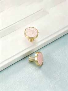 2/4pcs Minimalist Zinc Alloy Cabinet Drawer Handles, Wardrobe Door Pulls, Home Decor Hardware Accessories, Suitable For Kitchen, Living Room, Bedroom, Gold Pearl Shell Round Single Hole Pulls - single hole - View 4