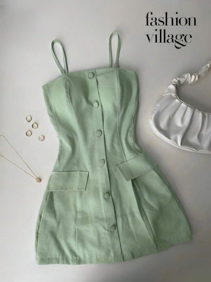 Tailored Jumpsuit With Front Buttons And Utility Pockets – Marrante Collection 2026 - Mint Green - View 1