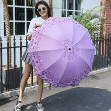 1pc 10-Rib Large Floral Pattern Folding Umbrella With UV Protection, Casual Lightweight Portable Compact Umbrella For Rainy/Sunny Outdoor Activities - Multicolor - View 7