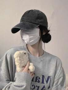 1個實心棒球帽，適用於日常休閒 - 灰色 - 查看 3