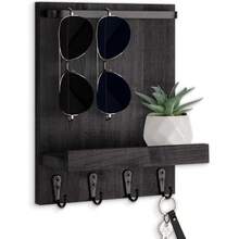 Wall Mounted Key Hooks, 4-Hook Wall Mounted Key Organizer Rack, Rustic Style Key Holder For Leashes, Sunglasses, Decorative Mail Organizer, Home Decor - View 10