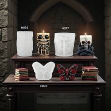 Happy Skeleton Scented Candle Silicone Mold DIY Halloween Funny Creative Cartoon Skull - White - View 1