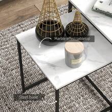 Three Nest Of Tables Marble Effect Finish - White - View 6