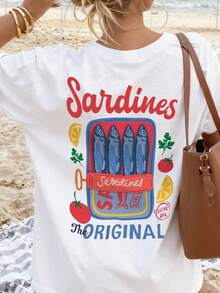 Camiseta de manga corta, cuello redondo y talla grande para mujer, color blanco, de verano - Blanco - Ver 3