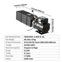 Hydraulic Pump Power Unit, AC 220-240V, 15 Quart Single Acting Hydraulic Unit, 6.3 L/Min Oil Flow, Max Discharge Pressure 22 MPa For Dump Truck, Auto Repair Garage, Car Lifting Platforms, Black - AC 220-240V, 15 Quart - View 7