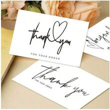 50 Pack White Thank You Cards, Thick Paper Smooth Writing Mini Gift Cards, Simple Elegant Blank Decorative Message Cards For Supporting Small Business, Store Owners, Online Shop Sellers, Perfect For Business Packaging, Retail Orders, Party Favors, Holiday Greetings, Birthday, Thanksgiving, Baby Shower, Wedding, Back To School & Daily Gratitude Stationery Supplies - Multicolor - View 2
