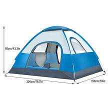 Portable Outdoor Tent, Easy To Pack, Two Doors And Two Windows, Suitable For 2-3 People, Easy To Set Up And Open, Fully Automatic Quick-Opening Tent, Suitable For Outdoor Camping. - Baby Blue - View 3