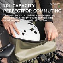 ROCKBROS 1pc Bicycle Rear Rack Bag With High Visibility Reflective Design, Roll-Top Closure, Expandable Storage Space, 20L Capacity, Suitable For Commuting And Outdoor Cycling - Multicolor - View 3