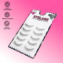 5 Pairs Natural Looking Long Curly False Eyelashes, Cat Eye, Criss-Cross Transparent Stem, Rescue Sparse Lashes, Eyelash Extension 4-10mm, Suitable For Daily, Date, Party, Eyelashes QHK-2621-5 - Black - View 6