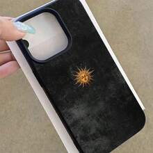 1pc Vintage Sunface Pattern TPU Soft Phone Case, Compatible With IPhone 17 Pro Max/17/16 Pro Max/15/13/12/11, S20 FE/A15/S24/A55, Note 11/12/13 Pro, Full-Body Shockproof Protective Cover - Black - View 4