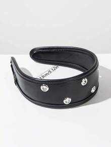 1pc Elegant PU Leather Wide Metal Hollow Circle Headband, Fashionable Versatile Hair Accessory Suitable For Daily Wear And Makeup/Washing Hair Band Diadema Hair Hoop,Travel,Birthday - Multicolor - View 3