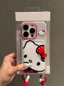 SANRIO 1 chiếc ốp lưng điện thoại kiểu dáng tối giản Hàn Quốc INS họa tiết chấm bi Hello Kitty 3D nơ kèm dây đeo cho iPhone 17/17Pro/17PM, 16/16Pro/16PM, 15/15Pro/15PM, 14ProMax/14Pro/14, 13ProMax/13Pro, 12ProMax/12Pro, 11/11ProMax, SE, ốp bảo vệ thời trang hoạt hình nữ tính. - Nhiều màu - Xem 3