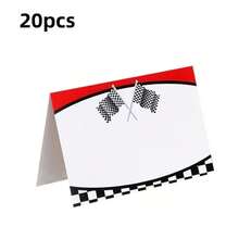 20pcs Racing Car Logo Folding Table Cards, Blank Name Cards For Dining Table Decor, Birthday Party, Race Track Decoration - 1 - View 6