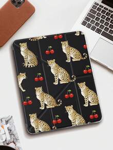 透明亚克力后盖，猎豹与樱花图案，兼容iPad第十代，内置Apple Pencil笔槽，高透明度亚克力后壳，防弯折、防刮擦、防摔，8档角度可调支架，磁吸式自动休眠/唤醒功能，趣味/创意/个性化平板电脑翻盖保护套，本产品不含触控笔，部分型号配有镜头框 - 彩色 - 查看 4