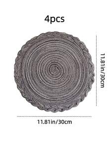 Round Placemats 2/4/6/8pcs Set - Woven Heat Resistant Non-Slip Kitchen Table Mats, 15 Inch, Washable Tablemats For Dinner, BBQ, Indoor And Outdoor Use (Black Grey) - Grey - View 15