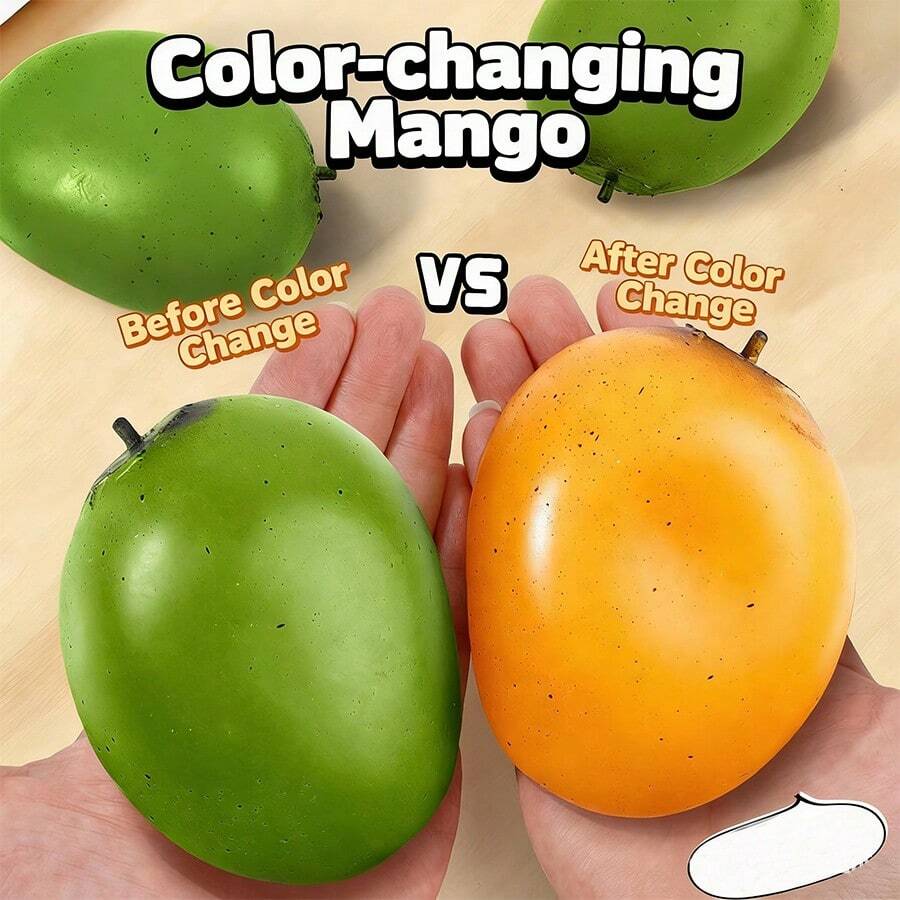 2026 New Color-Changing Mango Squishy Toy, Creative Novelty Stress Relief Toy, Malleable Fluid Mango Temperature-Sensitive Squeeze Toy, Soft Cheese Candy Giant Squishy, Birthday Gift, Perfect Gift - Multicolor - View 1