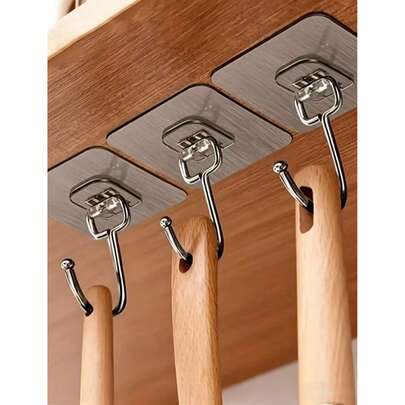 Reusable Transparent Wall Hanging Hooks, Seamless Design With Waterproof And Oil-Proof Function. Suitable For Kitchen And Bathroom Use, Hang Keys, Place In Bathroom Or Shower Area, Also Can Be Used Outdoors Or On Kitchen Door. Practical Tools To Improve Home Environment.