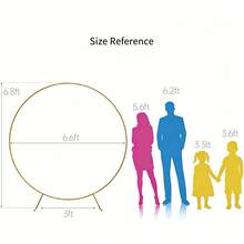 6.6FT Gold Round Metal Balloon Arch Kit, 6.8FT Tall Wedding Backdrop Stand With Stable Base, Easy Assembly Party Decor For Birthday Baby Shower Graduation Outdoor Event - 圓形 - 查看 2