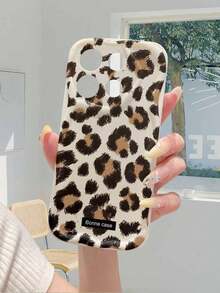 1 chiếc ốp lưng điện thoại thời trang chất liệu TPU, họa tiết da báo màu nâu kem, chống sốc, chống trượt, bảo vệ toàn thân, tương thích với iPhone, Honor. - Màu be - Xem 5