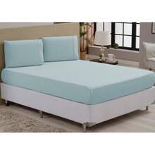 Fitted Sheet Set With Elastic + Pillowcase, 400 Thread Count Percale Flex Luxury, Peach Touch, Single, Full, Queen, King - Blue - View 3