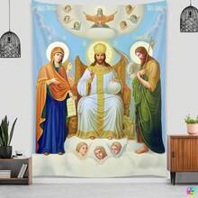 Bandera de fondo (sin ganchos), tapiz de Jesús, decoración de pared de la Natividad de Navidad y Pascua, creyentes cristianos, Reyes Magos, colgante de pared para decoración de habitación, icono de Cristo, decoración de pared para la Copa del Mundo, decoración del hogar, colgante de pared para sala de estar, tapiz para dormitorio, decoración de pared para oficina - 08 - Ver 6