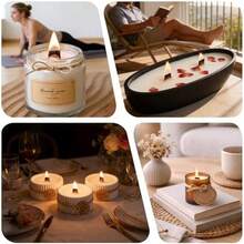 200pcs Thickened Wooden Candle Wicks Kit For Candle Making – Natural Smokeless Crackling Include 100pcs Wood Wicks With 100pcs Metal Bases, DIY Soy Wax Supplies - 50pcs - 查看 6