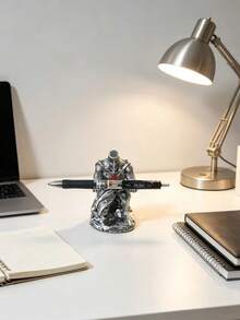 1pc Red Cross Knight Pen Holder, Retro , Study/Office Desk Decor, Stationery Lover & Gamer Desk Accessory, Resin Crafts (Pen Not Included) - 1pc - View 8