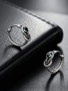 1 Pair Fashionable Retro Cubic Zirconia Stud Earrings For Men, Unique Snake Rope Design Men's Accessory, Suitable For Daily Wear, Gifts For Friends On Holidays, Birthdays, Anniversaries - Multicolor - View 3