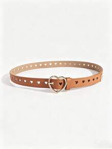 1pc Women's Fashion High-End Belt, New Heart-Shaped Hollow Versatile Waist Rope PU Pin Buckle Leather Belt, Popular INS Style - Heart-shaped Cutout - View 11