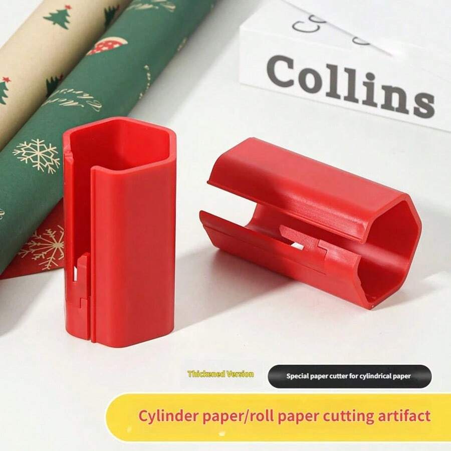 Creative Thick Round Tube Paper Cutter, Christmas Wrapping Paper Cutting Tool, Mini Paper Trimmer, Paper Cutting Scissors - Single Piece - View 1