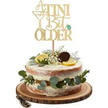 1pc Glitter Gold "A Tini Bit Older" Cake Topper, Funny Martini Birthday Cake Decoration, Shimmering Cocktail Theme Party Supplies, Elegant Birthday Cake Sign For Women & Men - A Tini Bit Older - View 8