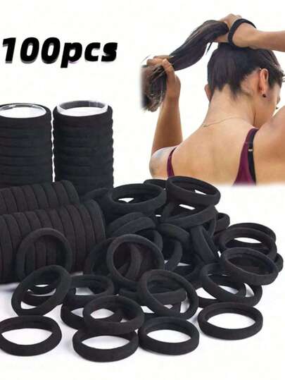 200/100/50/30/20 chiếc dây buộc tóc co giãn màu đen tuyền, dùng hàng ngày, đơn giản và bền, dây buộc tóc dày dặn, tối giản và thời trang, phụ kiện tóc liền mạch và có độ co giãn cao, phù hợp cho sinh hoạt hàng ngày, khi tắm, giữ tóc chắc khỏe, có thể làm quà Giáng sinh/Năm mới.