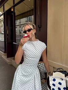 Elegant Floral Print Patchwork Casual Party Dress, Suitable Holidays And Vacations - White - View 3