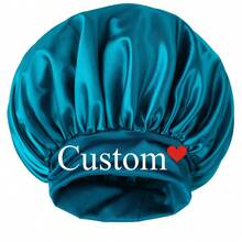 Customized Satin Smooth Sleep Cap, Customized Women's Silk Sleep Cap, Can Be Customized With Name Or Logo, With Loose Elastic Band, Nighttime Hair Cap For Women, Suitable For All Hair Types - Multicolor - View 5